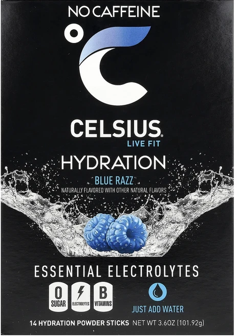 효과가 좋은 Celsius Live 핏 수분 필수 전해질 카페인 무함유 블루 라즈 하이드레이션 파우더 스틱 14개입 각 7.28g(0.26oz) 최저가격, CelsiusLive핏수분필수전해질카페인무함유블루라즈하 - 쿠팡