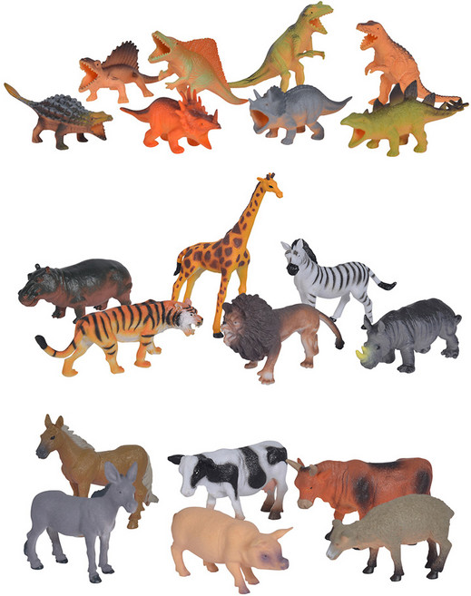 생동감 넘치는 동물 피규어 공룡 농장 사파리 3종 세트, 1세트