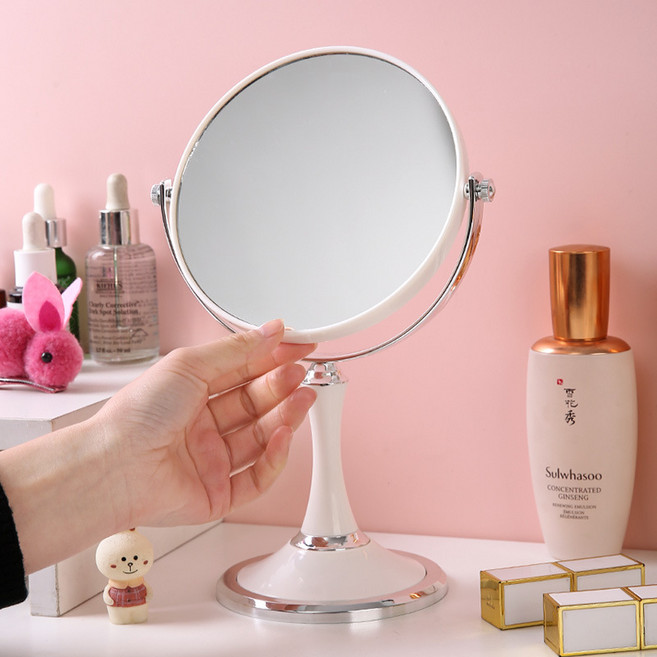 슈나온 3배 확대 양면 메이크업 탁상 거울, 화이트