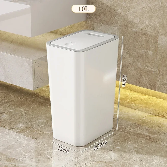 원터치 냄새차단 10L 모던 주방 욕실 휴지통 (옵션 4개), 화이트 / 10리터