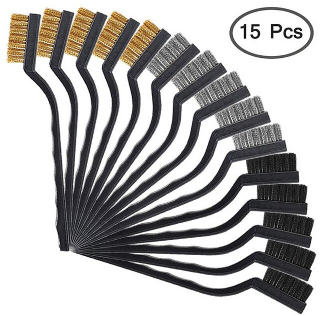 6/10/15pcs 170mm 미니 브러쉬 스테인레스 스틸/황동/나일론 bursh 페인트 제거 금속 닦고 연마 Burring, [03] 15PCS