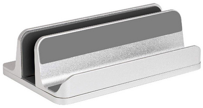 감성공장 버티컬 노트북 맥북 아이패드 태플릿 수직 거치대 스탠드 받침대 알루미늄 클램쉘, 2슬롯 실버, 1개