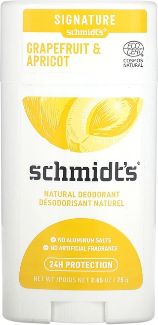 Schmidt's 천연 데오드란트 자몽 및 살구향 75g(2.65oz), Schmidts천연데오드란트자몽및살구향75g265oz, 75g, 1개 - 쿠팡