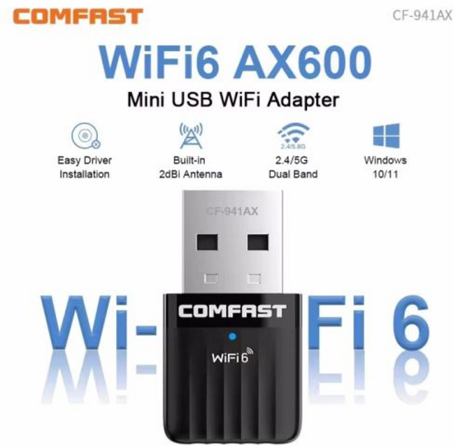 Comfast 150Mbps USB WiFi 어댑터 2.4GHz 인터넷 카드 드라이브 무료 LAN Wi-Fi 수신기 키 동글 안테나 PC용 Win 7 8 10 11, CF-941AX