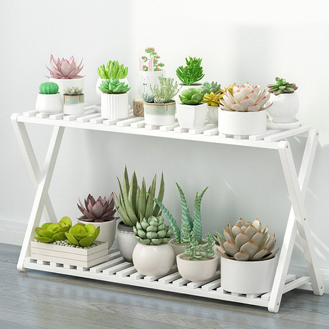 화분선반 받침대 진열대 거치대 정리대 원목다이 2단, 화이트(100cm)
