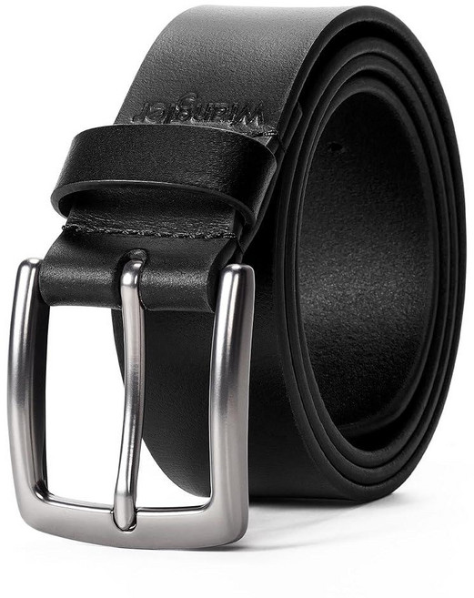Wrangler 남성용 가죽 벨트 청바지용 38mm 캐주얼 선물 블랙._168971