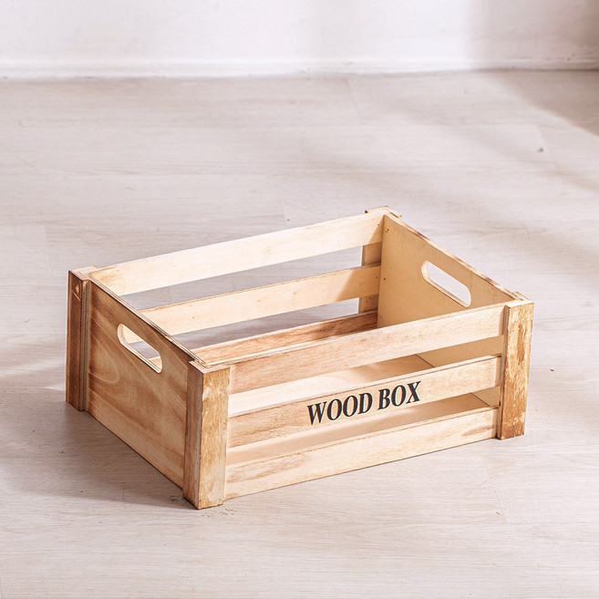 [데코봉봉] 내추럴 우드 박스 4호 1P 대형 정리함 상자 다용도 빈티지 캠핑 박스 수납함