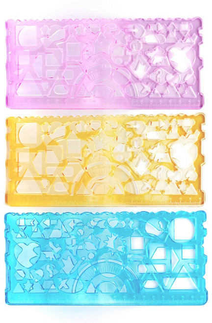 송화 도형 모양자 20cm 색상랜덤, 1개