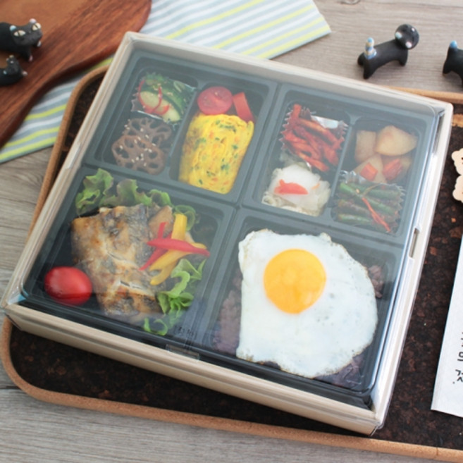 정찬도시락 외피투명Cap.세트 일회용 도시락 덮밥 배달 포장용기 [200셋트]