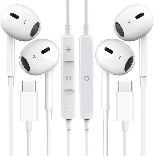 아이폰 17 16 15용 USB C 헤드폰 마이크 및 리모컨 노이즈 캔슬링이 있는 타입 C 이어폰 유선 이어 버드 USB-C HiFi 베이스 이어폰 아이폰 17/16/15, 아이폰 17 16 15용 USB C 헤드폰, 마이크 및