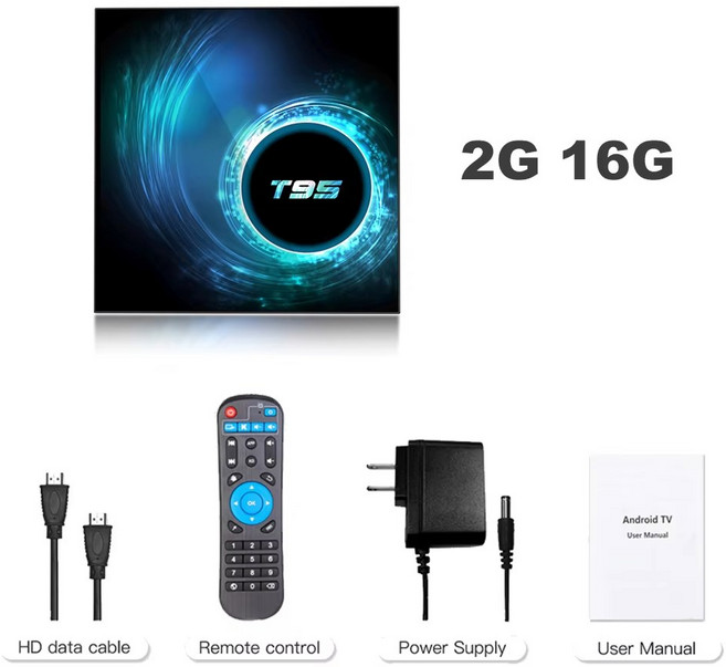 안드 14 TV T95 2025 ATV 32GB 64GB 5G 8GB 128GB 4K H616 박스 스트리밍 ALLWINNER 스마트 블루투스 지원 와이파이, 1) 미국 플러그 - 2G 16G