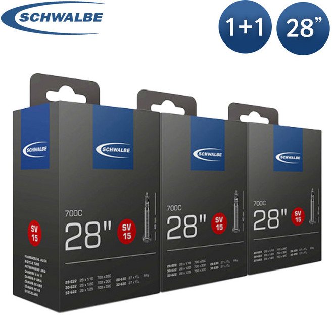 [1+1] 슈발베 28인치 / 700X18C~28C 자전거 튜브 SV15 (40mm), 1개