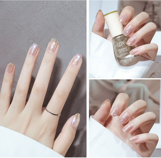 持久免烤不可剝甲油 快乾秋冬油性指甲油, 19#璀璨銀, 1個