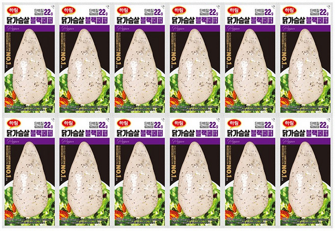 하림 닭가슴살블랙페퍼 100g 12봉, 12개