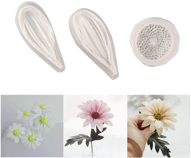 퐁당 몰드 3종 세트 슈가크래프트 비스킷 몰드 작은 데이지 수술 모양 몰드, 1개