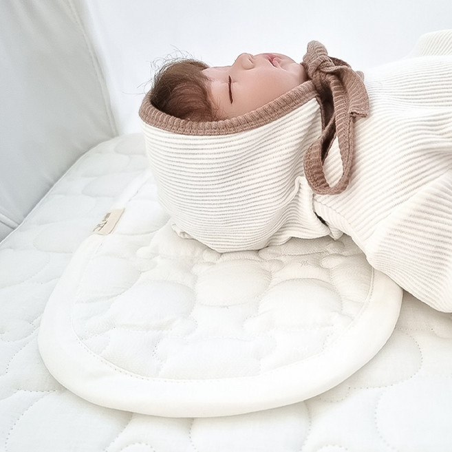 아이레빗 유아용 아기 순면 인견 곰돌이 땀패드 베개 태열 신생아 출산선물, 인견 곰누빔 크림아이보리
