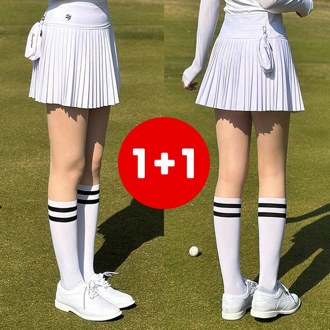 시크벤 여성 골프스타킹 자외선차단 두줄 페이크 골프 니삭스 2개입