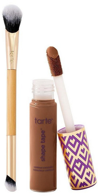 Tarte 쉐이프 테이프 컨실러 및 브러시 - 눈 밑 다크 서클 홍조 변색을 위한 즉각적인 풀 커버 피부과 테스트 완료 비건 크루얼티 프리 사이즈 12N 페어 뉴트, 53N 깊이