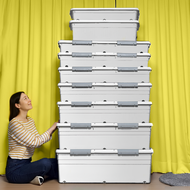 노틈 언더베드 리빙박스 침대밑 수납장 플라스틱 옷정리 수납함, 그레이, 92L