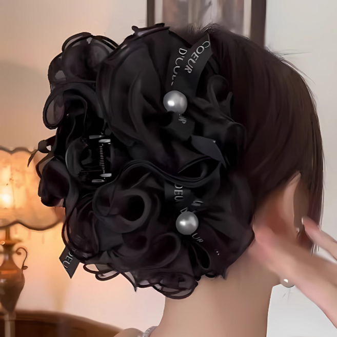 13cm 시스루 쉬폰 왕 빅사이즈 헤어 집게핀 대형 머리집게 올림머리 반묶음 머리핀