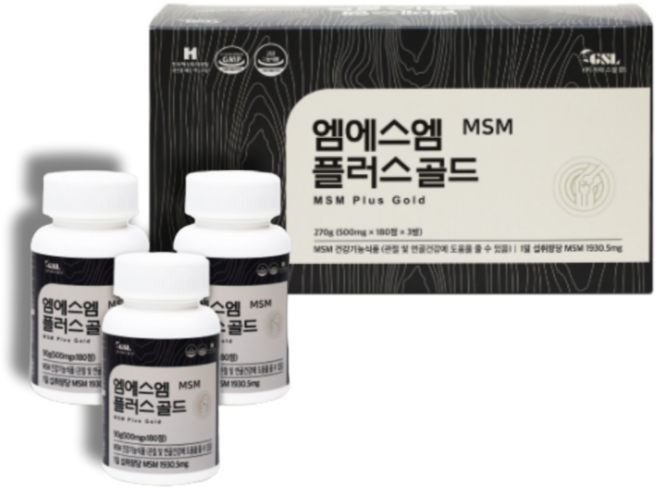 지에스엘 엠에스엠 플러스 골드180정x 6개 관절영양제 옵티머스 관절연골 케어 옵티MSM, 180정