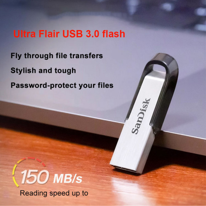 샌디스크 울트라 플레어 USB 3.0 플래시 드라이브 최대 150MBs 읽기 속도 512GB 256GB 128GB 64GB 32GB 미니 펜 드라이브 고속 USB 3.0 CZ73, [03] 32GB