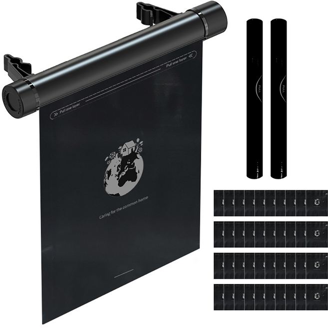 믿추 헤드레스트 차량용쓰레기통 휴지통 리필봉투, 뒷좌석 쓰레기통+리필봉투40매(2롤), 1세트