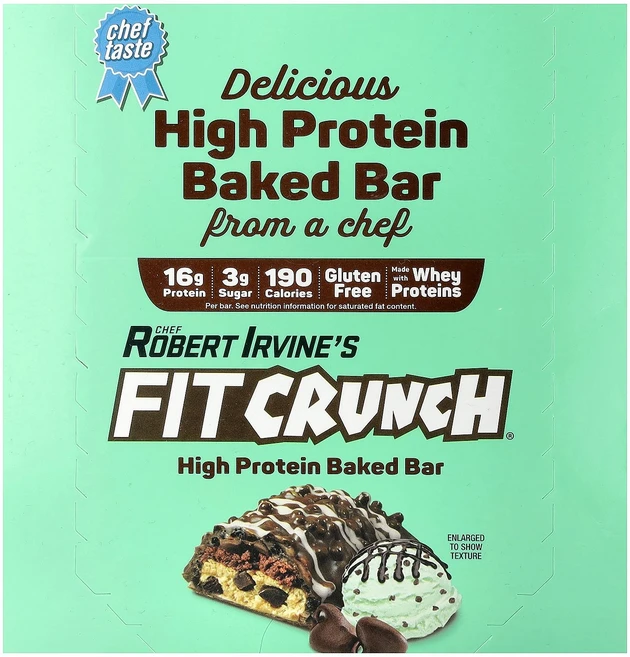 FITCRUNCH 고단백질 베이크드 바 민트 초콜릿 칩 바 9개 각 46g(1.62온스), 46g - 쿠팡