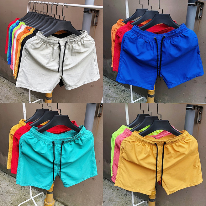 남성 나일론 반바지 우븐 초경량 밴딩 쇼츠 4부 5인치 수영복반바지, S(90호), 베이지