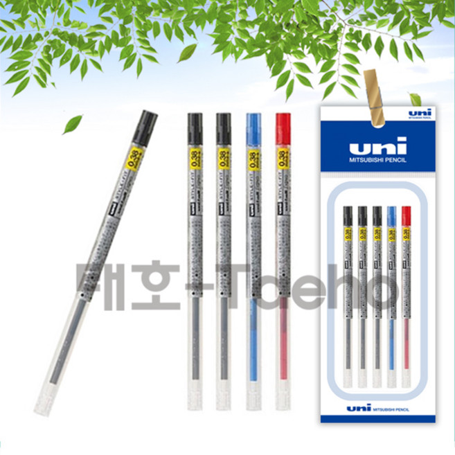 유니 스타일핏트 리필심 0.38mm 세트, 1개, 0.38mm 흑색 3개+청색 1개+적색 1개