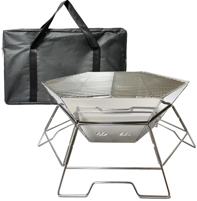 NGLOBAL 캠핑 접이식 육각화로대 + 보관가방 SET - 기본형(스테인레스), 1개