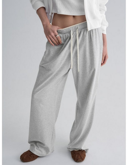 8 seconds 코튼 모달 밴딩 롱기장 팬츠 - 그레이 255269