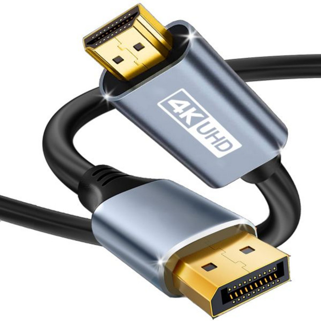 4K 디스플레이포트-HDMI 케이블 6FT 단방향 DP 1.2 소스 -HDMI 1.4 화면 HP 씽크패드 AMD NVIDIA 데스크톱 등과 호환되는 DP-HDMI 어댑터