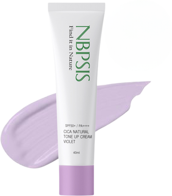 엔비피시스 천연유래성분 94% 톤업선크림 SPA50+ PA++++ 무기자차 시카 자외선차단제, 바이올렛, 1개, 40ml