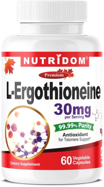 뉴트리돔 캐나다 L-에르고티오네인 30mg 99.99% 고순도 L-Ergothioneine 60식물성캡슐, 1개, 60정 - 쿠팡