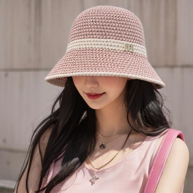긍정샵 밀짚 벙거지모자 버킷햇