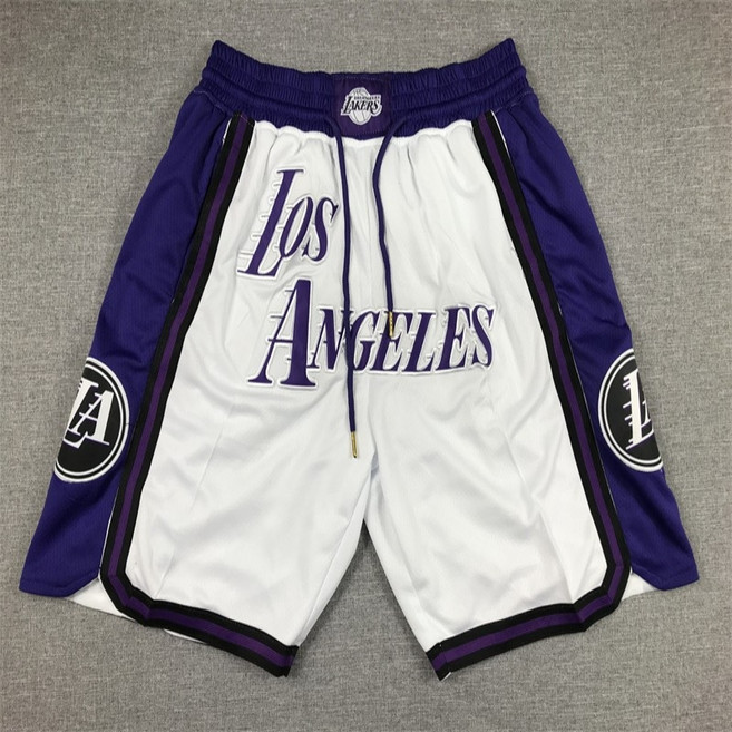 NBA 농구반바지 5부 유니폼 농구복 농구바지 쇼츠, 레이커스 시티 에디션 화이트와 퍼플, 1개