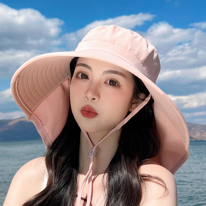 디모어 창넓은 와이드챙 햇빛 가리개 턱끈 버킷햇