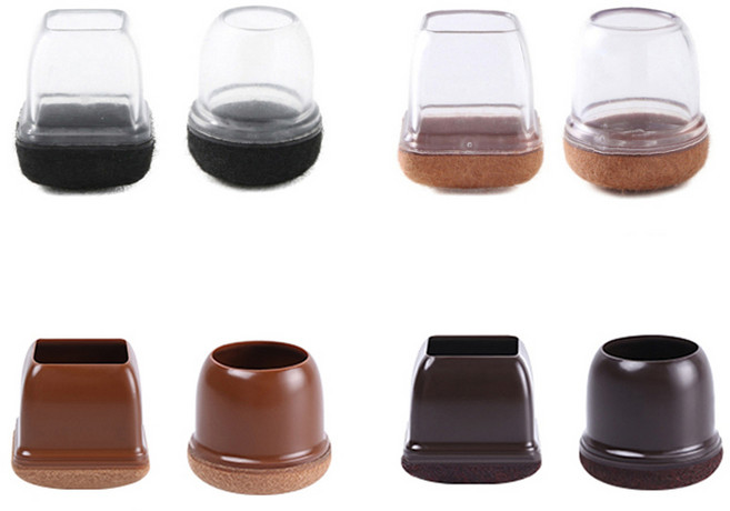 집콕마켓 체어슈즈 소음방지 의자커버 사각, 투명-블랙:사각형, 16개