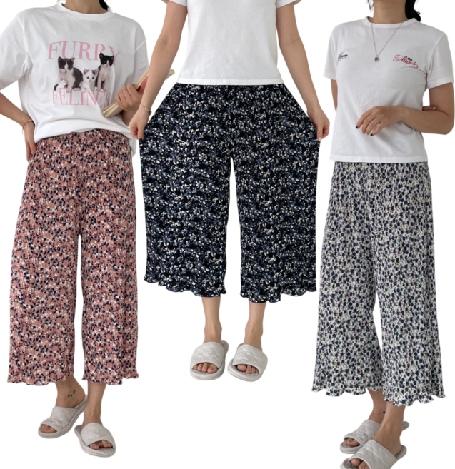 별별모아 여름 플리츠 냉장고바지 홈웨어 파자마바지