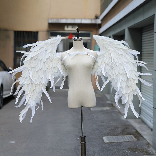 대형 천사날개 흰색깃털 화보 촬영 스튜디오 소품 흰색, 흰색