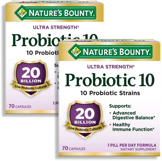 네이처스 바운티 울트라스트랭스 프로바이오틱 10 70캡슐 2병, 70정, 2개