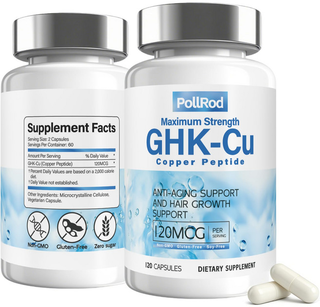 PollRod GHK-Cu 구리 펩타이드 120mcg, 1개, 120정