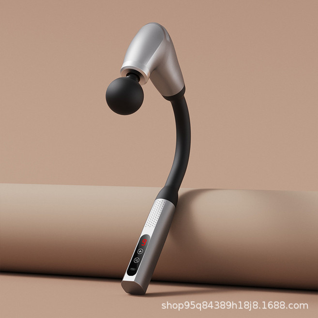 跨境U型筋膜槍緩解肌肉疲勞按摩神器高頻率電動按摩槍肩頸膜槍, 11, 銀色【U型】