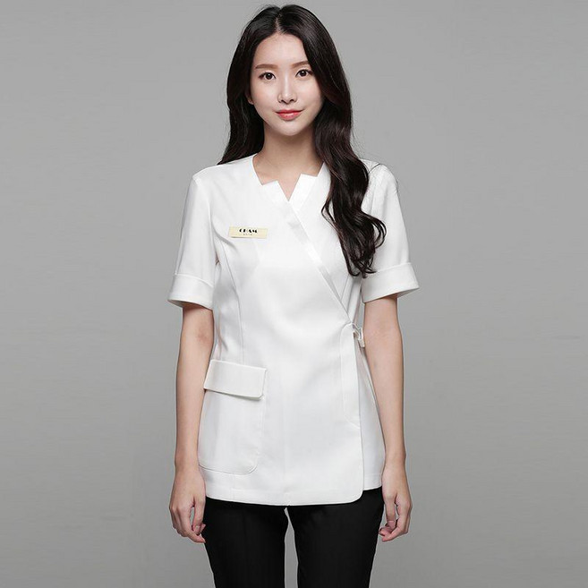 CEAM 工作服 夏季美容師服飾 醫美會所適用, 1個, 白色單上衣 短袖,2XL, 白色 單上衣 短袖