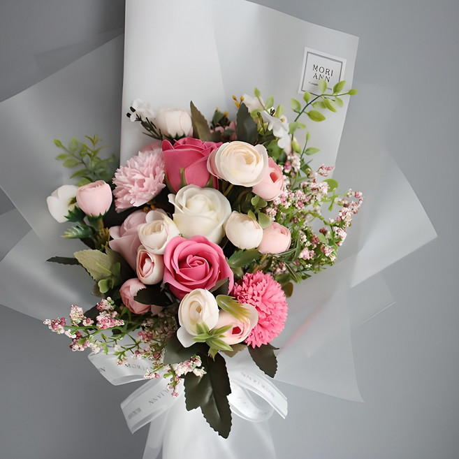 모리앤 조화 사랑하기때문에 비누꽃다발, 핑크 + 피치, 1개