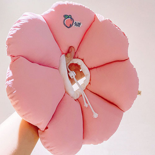 펫소유 꽃잎 방수 쿠션넥카라 강아지 고양이 중성화복 그루밍방지, 노랑, L, 1개