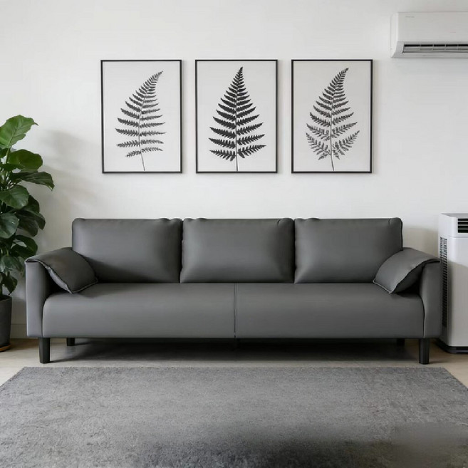 ANYOU 방문설치 코끼리 귀 쇼파 거실 심플 가정용 소형 셋방 고양이 가죽 쇼파 3인 이상, 그레이