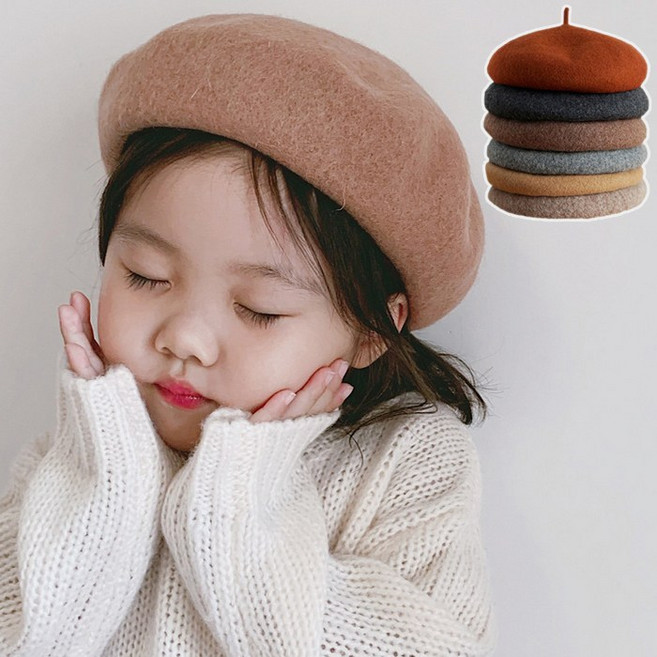 [앙디]. 베레모 양모 (J100)_(털모자 겨울모자 아동모자 귀달이모자 비니모자 남아모자 여아모자 유아모자 아기모자 벙거지)