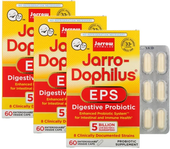Jarrow Formulas Jarro Dophilus EPS Digestive Probiotic 자로우 포뮬라 자로 도필러스 EPS 프로바이오틱스 유산균 60정 3팩, 3개 - 쿠팡